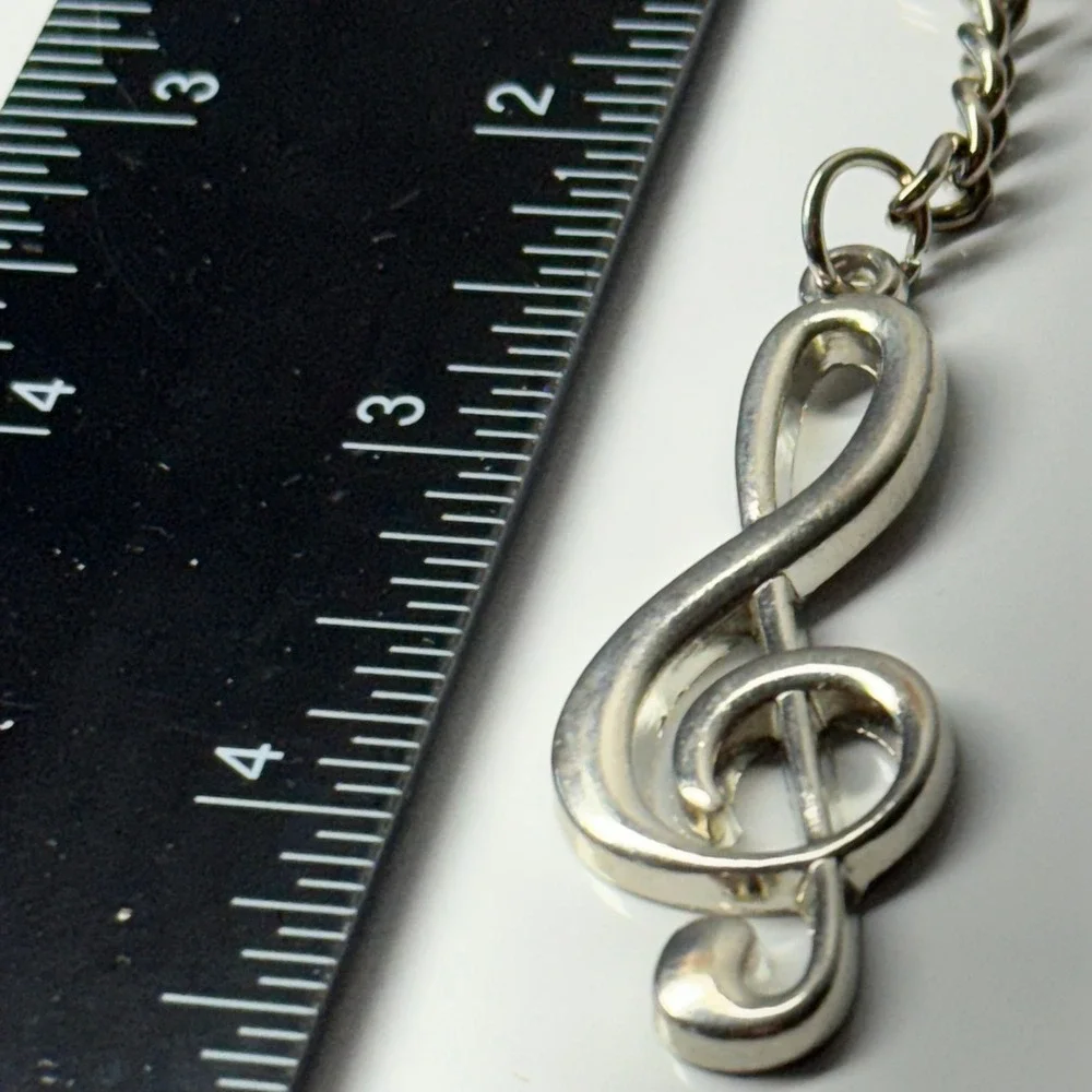 Silver Tone‎ Treble Clef Music Note Keychain Key Ring Holder Accessory